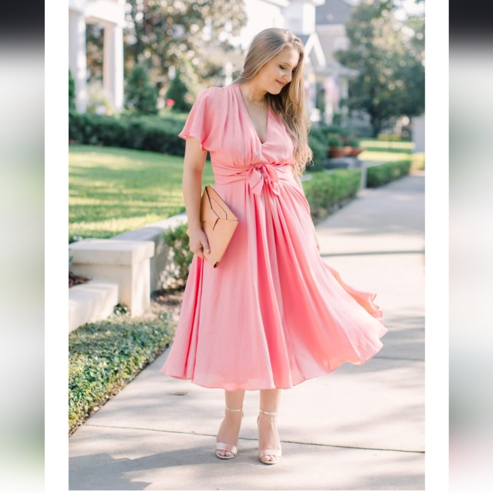 Gal Meets Glam Jane Tie Waist Midi Dress